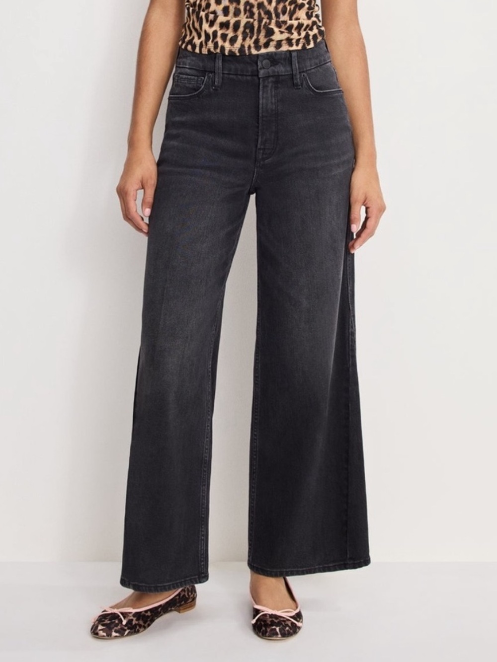 NWT Good American Jeans Women's Good Skate Crop Wide sz 12/31 Black High Rise